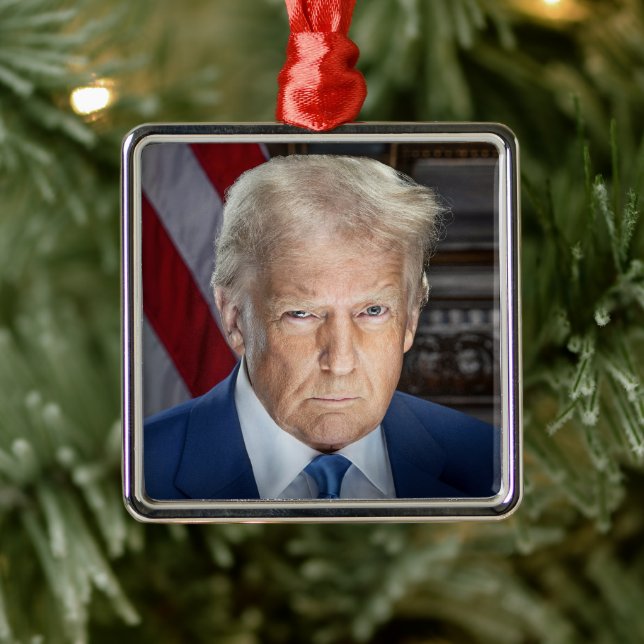 American President Donald Trump Photo 2025 Metal Tree Decoration (Tree)