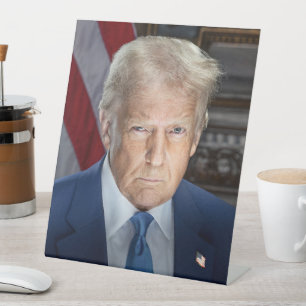 American President Donald Trump Photo 2025 Pedestal Sign