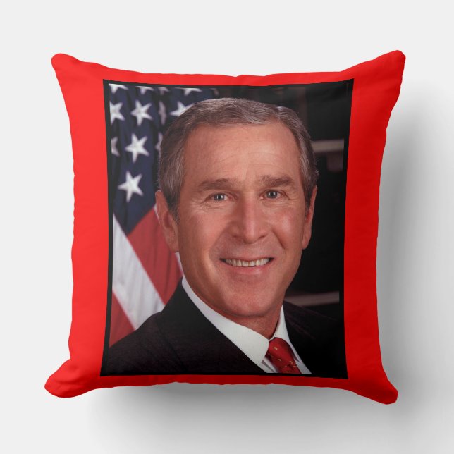 American President George Bush Christmas Card Cushion (Front)