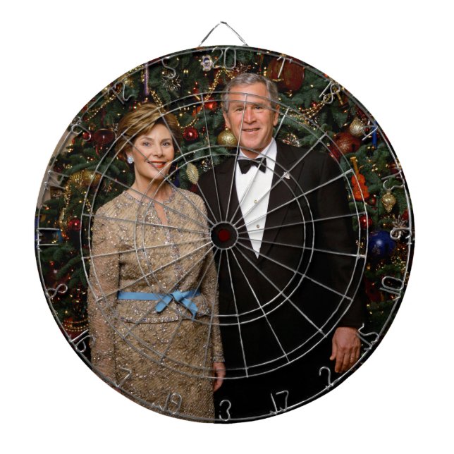 American President George Bush Christmas Card Dartboard (Front)