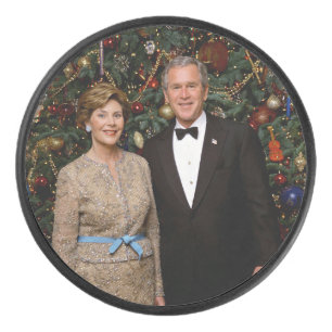 American President George Bush Christmas Card Hockey Puck