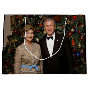 American President George Bush Christmas Card Large Gift Bag