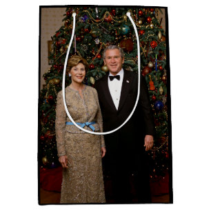 American President George Bush Christmas Card Medium Gift Bag