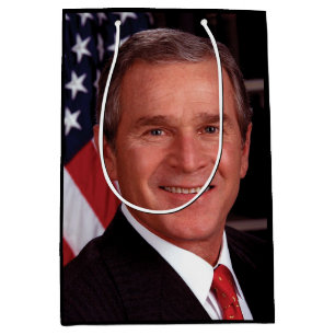American President George Bush Christmas Card Medium Gift Bag