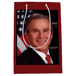 American President George Bush Christmas Card Medium Gift Bag