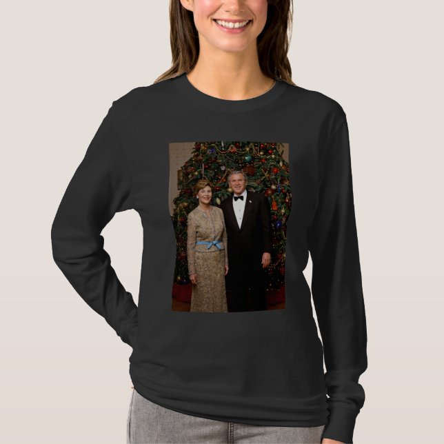 American President George Bush Christmas Card T-Shirt (Front)