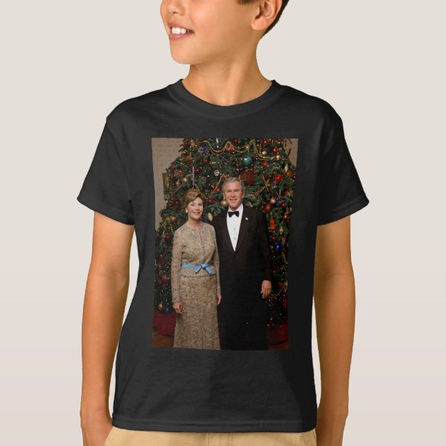 American President George Bush Christmas Card T-Shirt (Front)