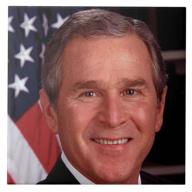 American President George Bush Christmas Card Tile (Front)