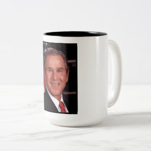 American President George Bush Christmas Card Two-Tone Coffee Mug
