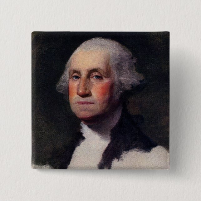 American President George Washington Painting 15 Cm Square Badge (Front)