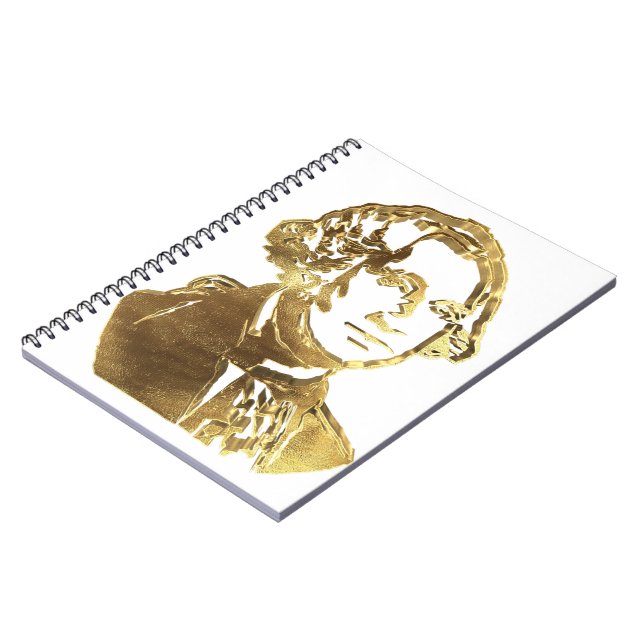 American President George Washington Portrait Gold Spiral Notebook (Left Side)