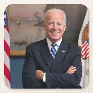 American President Joe Biden as Senator Square Paper Coaster