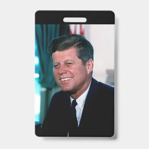 American President John F. Kennedy in Oval Office ID Badge