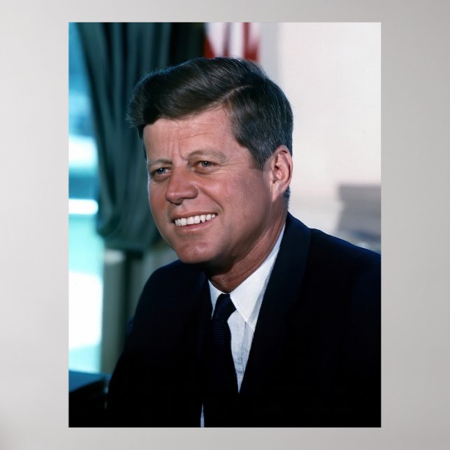 American President John F. Kennedy in Oval Office Poster (Front)
