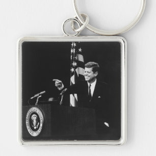 American President John Kennedy at News Conference Key Ring