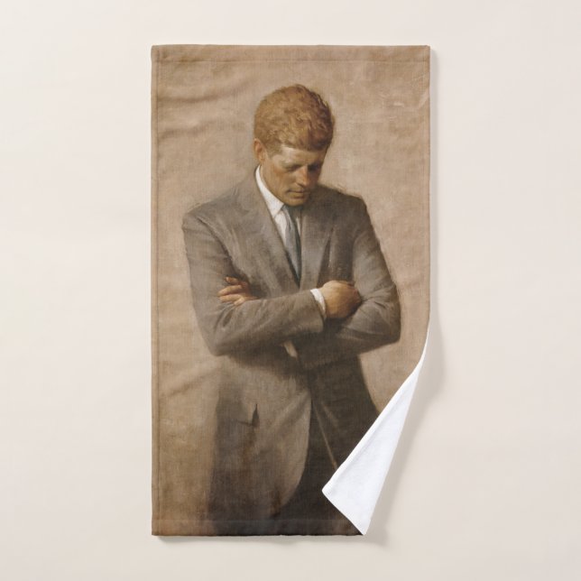 American President John Kennedy Painted Portrait  Hand Towel (Hand Towel)