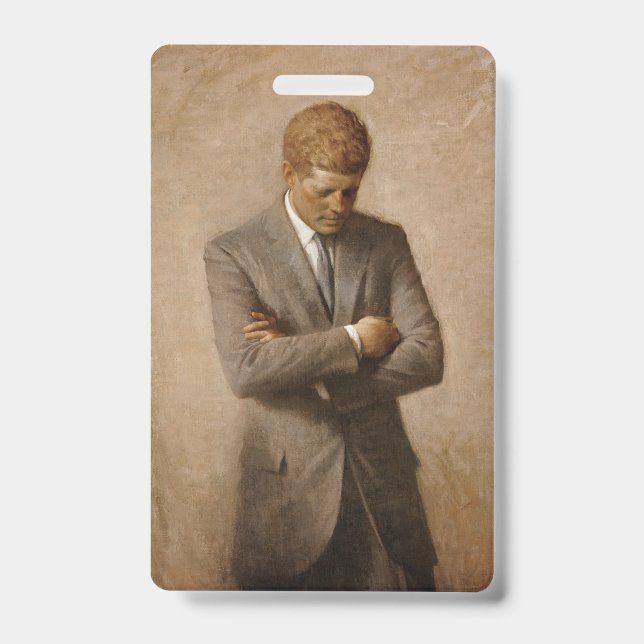 American President John Kennedy Painted Portrait  ID Badge (Front)