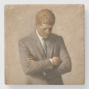 American President John Kennedy Painted Portrait Stone Coaster