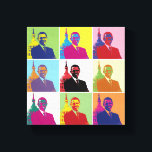 American President Obama Funky Modern Pop Art 8x8 Canvas Print<br><div class="desc">Pop Art version of Obama's first term presidential portrait (2009). In a February 2009 poll conducted in Western Europe and the U.S. by Harris Interactive for France 24 and the International Herald Tribune,  Obama was rated as the most respected world leader,  as well as the most powerful.</div>