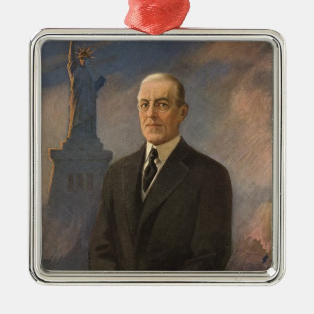 American President Woodrow Wilson & Liberty Metal Tree Decoration (Front)