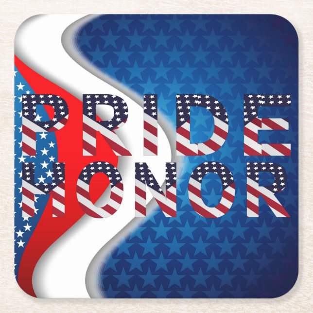 American Pride and Honour Square Paper Coaster (Front)