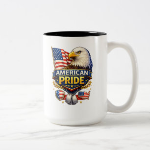American Pride – Bald Eagle & USA Flag Patriotic  Two-Tone Coffee Mug