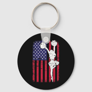 American Pride Cheerleading Cheering Us Flag Cheer Key Ring
