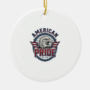 American Pride Eagle Vintage Patriotic Design_1 Ceramic Tree Decoration