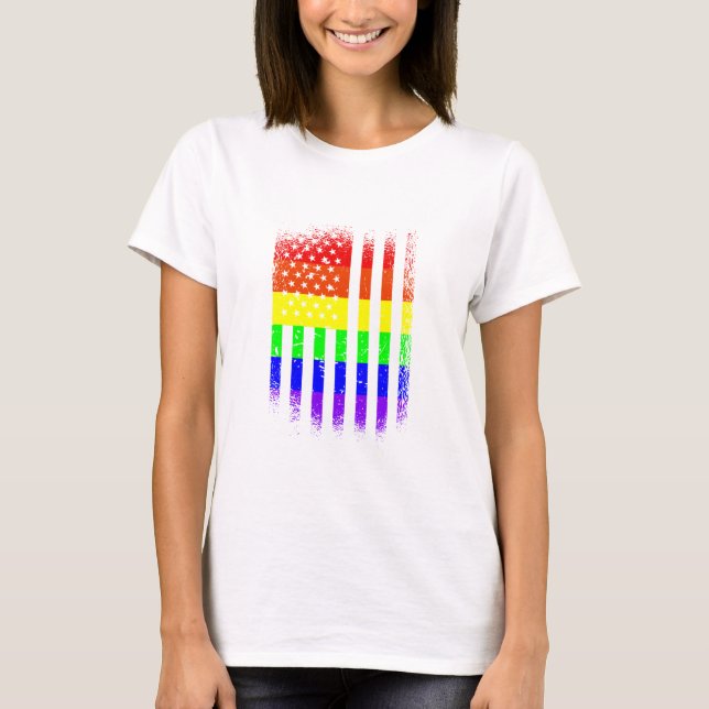 american pride flag rainbow lgbt T-Shirt (Front)