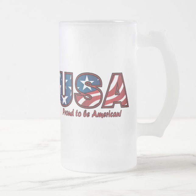 American Pride Frosted Glass Beer Mug (Right)