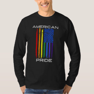 American Pride Gay Lgbt Month Vintage Retro Rainbo T-Shirt