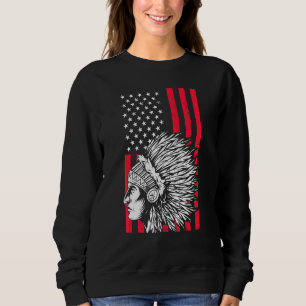 American Pride Headdress Usa Flag Indians Native A Sweatshirt