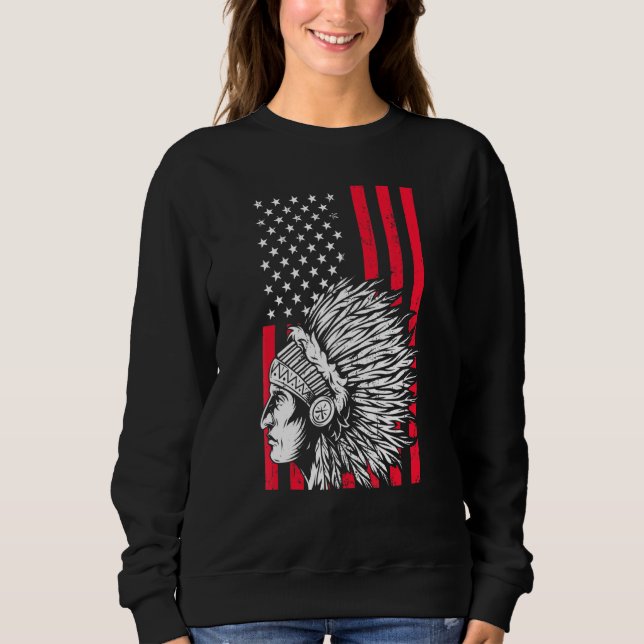 American Pride Headdress Usa Flag Indians Native A Sweatshirt (Front)