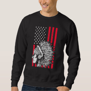 American Pride Headdress Usa Flag Indians Native A Sweatshirt