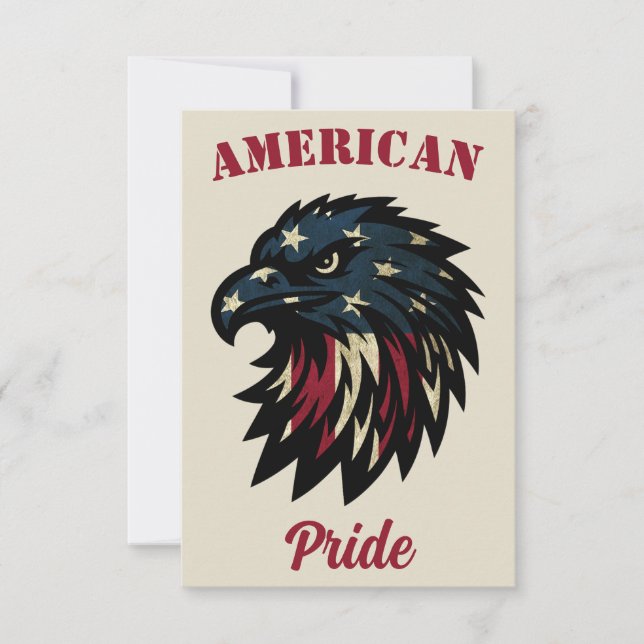 American Pride, Patriotic Red White Blue Eagle Card (Front)