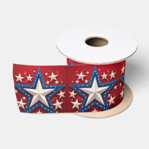 American Pride Patriotic Stars Independence Day  Satin Ribbon