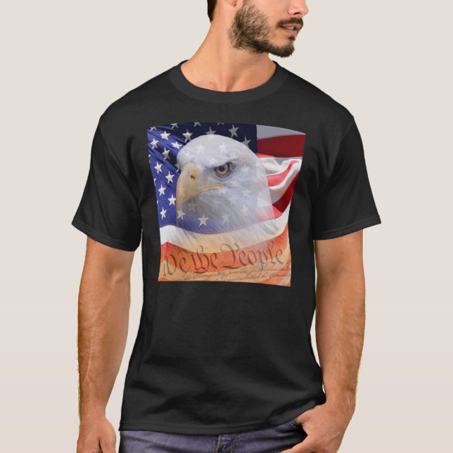 American Pride Spirit Flag Eagle Declaration   T-Shirt (Front)