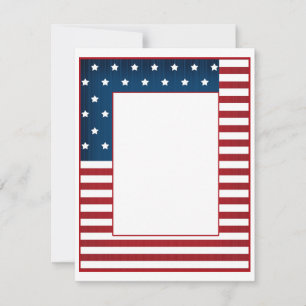 American print navy red white striped lined stars card