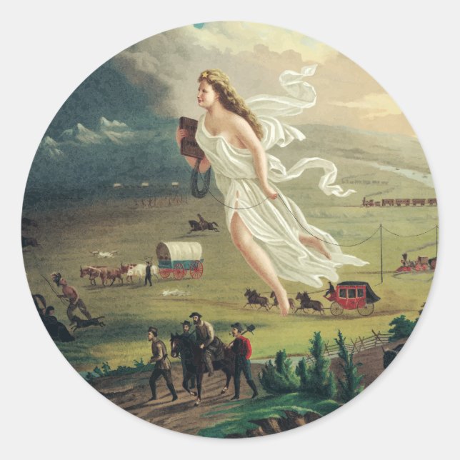 American Progress by John Gast Frontier Art Classic Round Sticker (Front)