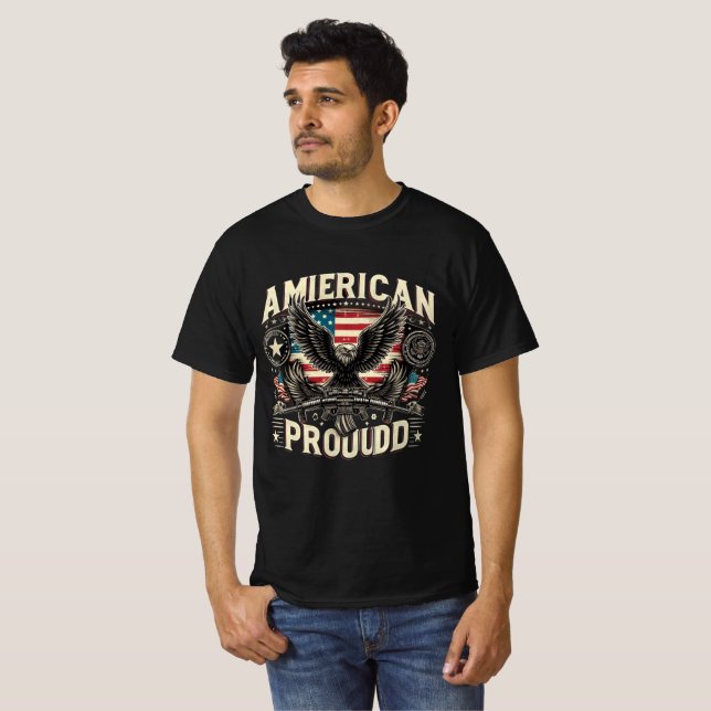 American Proud Eagle Design T-Shirt (Front Full)