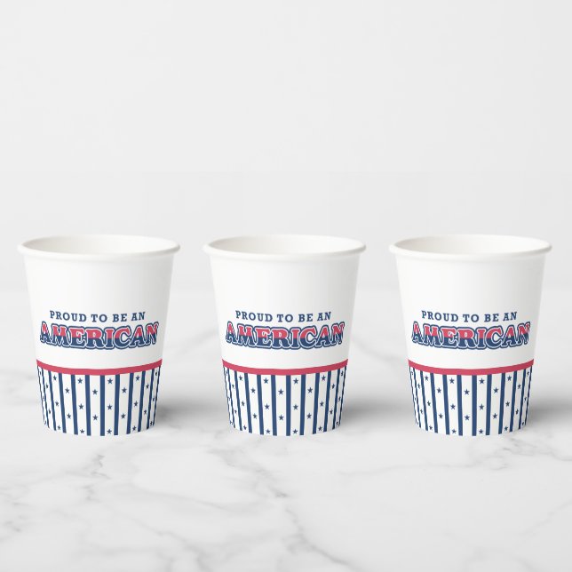 American Proud, Patriotic, Navy Stripes and Stars Paper Cups (Multi)