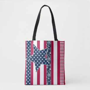 American ptriot traditional flag colours red navy  tote bag