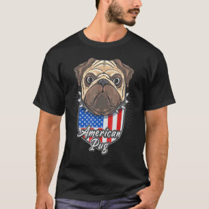American Pug 4th Of July Patriotic Usa Flag T-Shirt