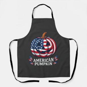 American Pumpkin Halloween Usa Flag Stars Stripes Apron
