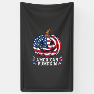 American Pumpkin Halloween Usa Flag Stars Stripes Banner