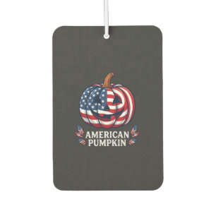 American Pumpkin Halloween Usa Flag Stars Stripes Car Air Freshener