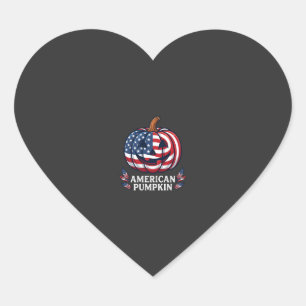 American Pumpkin Halloween Usa Flag Stars Stripes Heart Sticker