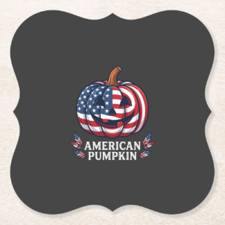 American Pumpkin Halloween Usa Flag Stars Stripes Paper Coaster