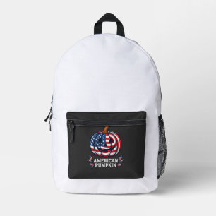 American Pumpkin Halloween Usa Flag Stars Stripes Printed Backpack
