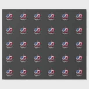 American Pumpkin Halloween Usa Flag Stars Stripes  Wrapping Paper